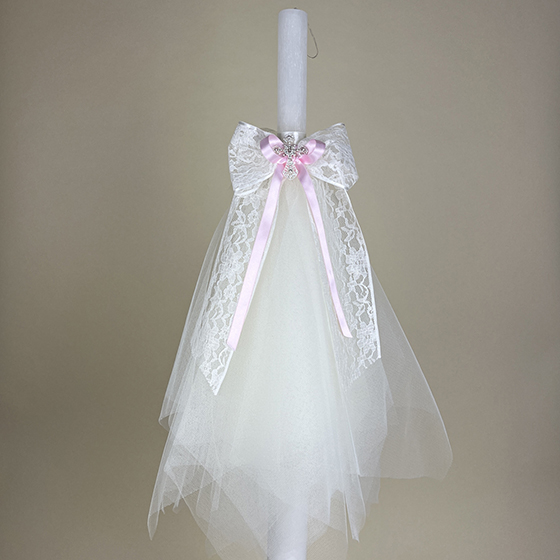 White / Pink Christening / Baptism Candle / Lampada