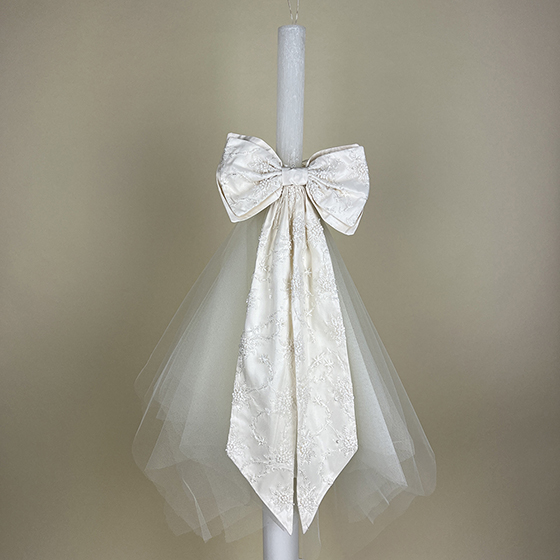 Ivory Christening / Baptism Candles / Lampada