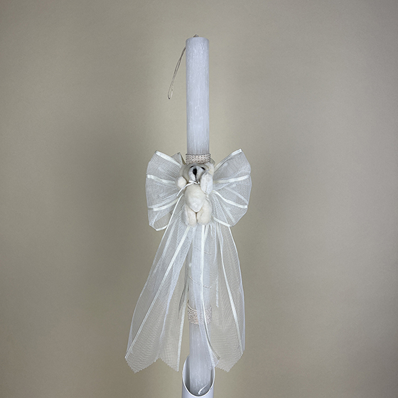 Ivory Christening / Baptism Candle / Lampada