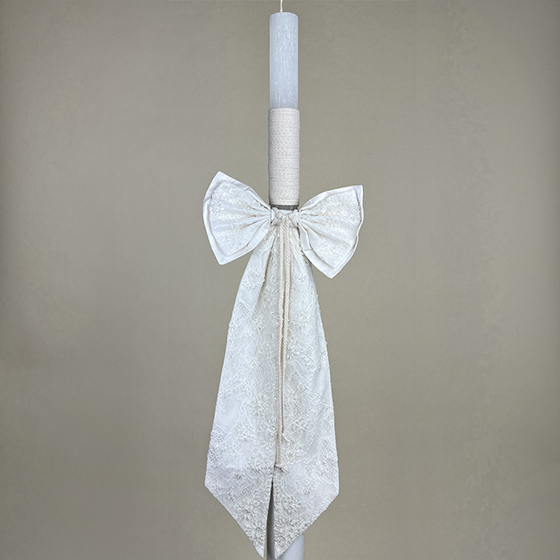 Ivory Christening / Baptism Candle / Lampada